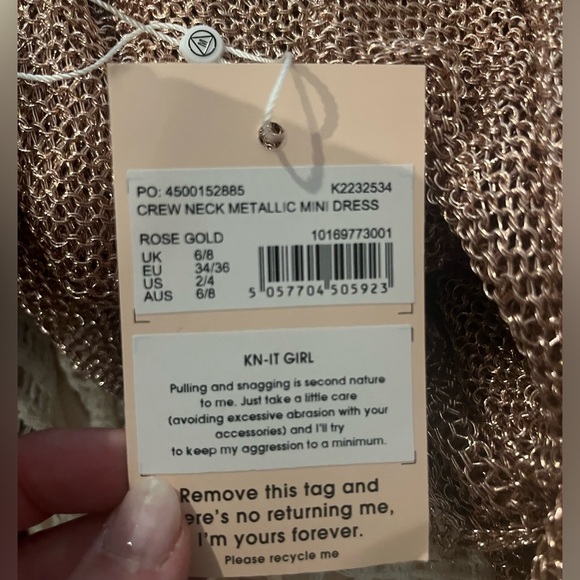 Misguided Metallic Sheer Mini Dress Coverup BRAND NWT - Picture 2 of 2